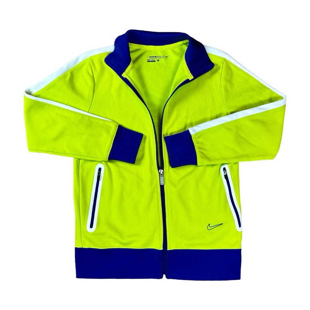 EUC kids Nike golf dri fit jacket sz L large neon green zip front long sleeve